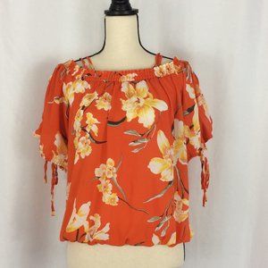7th Avenue Orange Floral Print Blouse 131E